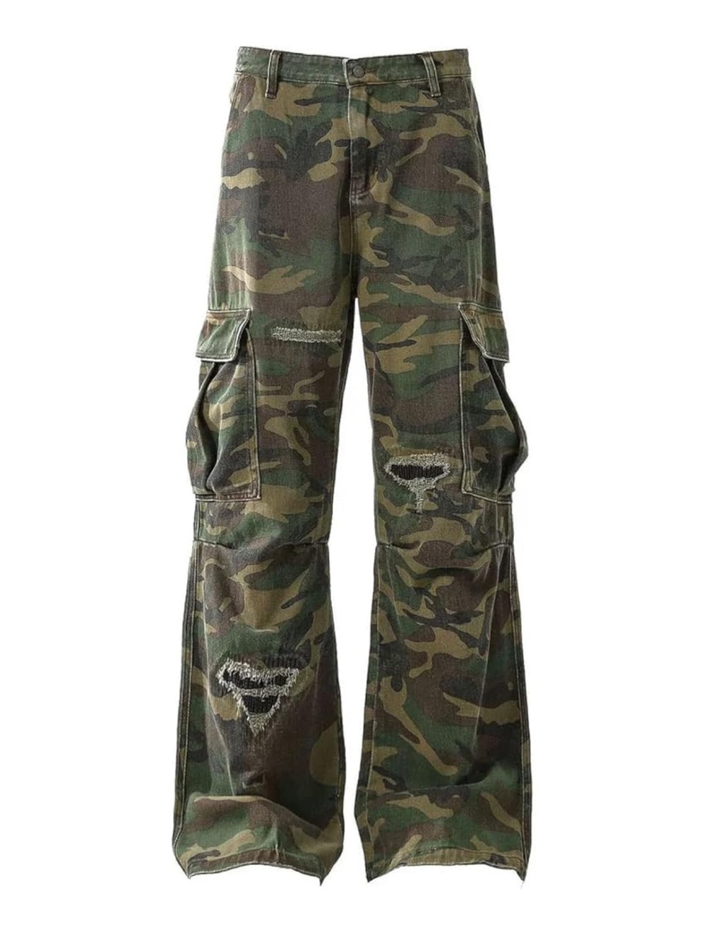 Camo Distressed Cargo Pants